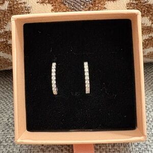 Baby gold grand huggie hoop diamond earrings 14k white gold